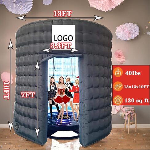 Inflatable Background Wall Suitable for 360 Photo Booth Machine with Silver Reflective Background 158inch Customize Logo Suitable for 360 Photo Booth Machines/Show Parties/Wedding Photography in Kuwait