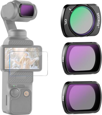 NEEWER Magnetic Variable ND Filter Set Compatible with DJI OSMO Pocket 3, 4 Pack UV CPL ND2-32(1-5 Stop) ND64-512(6-9 Stop) Neutral Density Filter, Multicoated HD Optical Glass/Aluminum Frame in Saudi Arabia