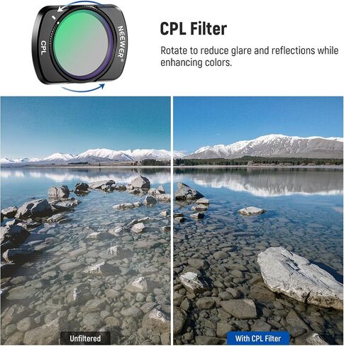 NEEWER Magnetic Variable ND Filter Set Compatible with DJI OSMO Pocket 3, 4 Pack UV CPL ND2-32(1-5 Stop) ND64-512(6-9 Stop) Neutral Density Filter, Multicoated HD Optical Glass/Aluminum Frame in Saudi Arabia