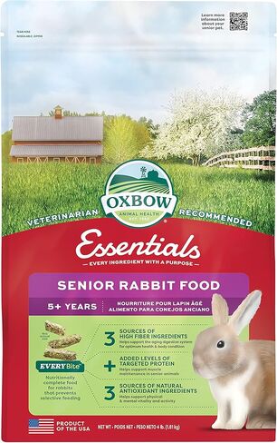 Oxbow Essentials Adult Rabbit Food - All Natural Adult Rabbit Pellets - Veterinarian Recommended- No Artificial Ingredients- All Natural Vitamins & Minerals- Made in the USA- 5 lb. in Kuwait