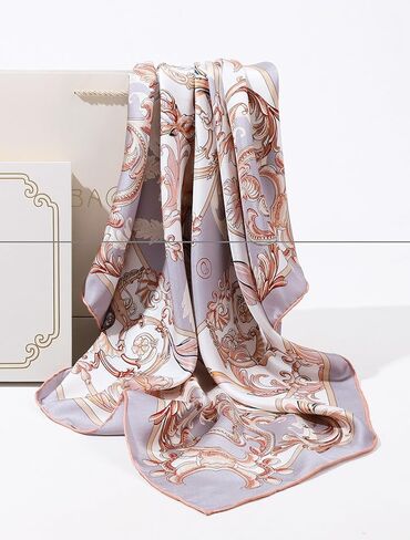 Jeelow 100 وشاح حريري التوت الحقيقي 35 × 35 أو 25 × 25 بوصة لف شال مربع لتغليف الشعر للنساء in Kuwait