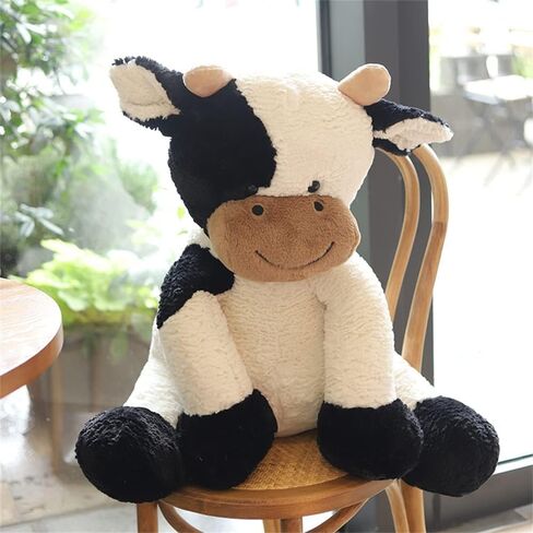 Cow Year Plush Toy Cute Cattle Stuffed Animals Cattle Soft Doll Kids Toys Birthday Gift for Children Easter, Thanksgiving, Christmas, New Year's Gifts(Black and White, 20cm/7inch) in Saudi Arabia
