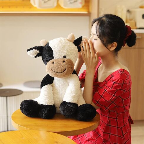 Cow Year Plush Toy Cute Cattle Stuffed Animals Cattle Soft Doll Kids Toys Birthday Gift for Children Easter, Thanksgiving, Christmas, New Year's Gifts(Black and White, 20cm/7inch) in Saudi Arabia