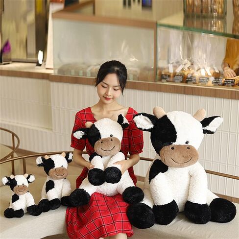 Cow Year Plush Toy Cute Cattle Stuffed Animals Cattle Soft Doll Kids Toys Birthday Gift for Children Easter, Thanksgiving, Christmas, New Year's Gifts(Black and White, 20cm/7inch) in Saudi Arabia