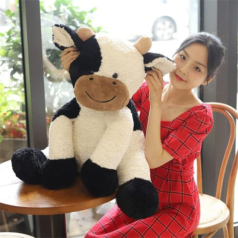 Cow Year Plush Toy Cute Cattle Stuffed Animals Cattle Soft Doll Kids Toys Birthday Gift for Children Easter, Thanksgiving, Christmas, New Year's Gifts(Black and White, 20cm/7inch) in Saudi Arabia