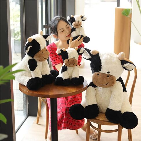 Cow Year Plush Toy Cute Cattle Stuffed Animals Cattle Soft Doll Kids Toys Birthday Gift for Children Easter, Thanksgiving, Christmas, New Year's Gifts(Black and White, 20cm/7inch) in Saudi Arabia