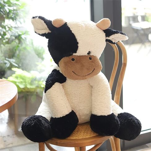 Cow Year Plush Toy Cute Cattle Stuffed Animals Cattle Soft Doll Kids Toys Birthday Gift for Children Easter, Thanksgiving, Christmas, New Year's Gifts(Black and White, 20cm/7inch) in Saudi Arabia