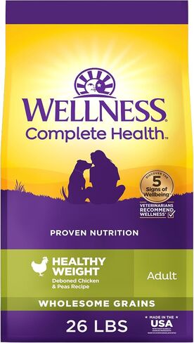 Wellness Complete Health Adult Dry Dog Food, Wholesome Grain Kibble, Natural, Chicken and Oatmeal Recipe, 30 lb Bag in Kuwait