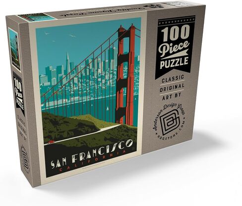 MyPuzzle San Francisco: Golden Gate Bridge Skyline, Vintage Poster - Premium 1000 Piece Jigsaw Puzzle for Adults in Saudi Arabia