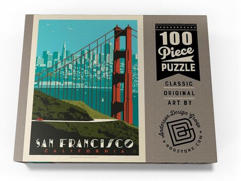 MyPuzzle San Francisco: Golden Gate Bridge Skyline, Vintage Poster - Premium 1000 Piece Jigsaw Puzzle for Adults in Saudi Arabia