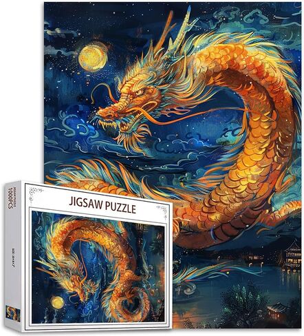 Tucocoo 1000 Piece Jigsaw Puzzle for Adults,Seaside Dragon Mountain Top Puzzle Art,Family Fun Adult Puzzle Games 27 x 20 inch HD Quality Mythological Creatures White Dragon Art Photo Puzzle Gifts in Kuwait