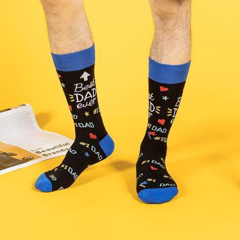 BONANGEL Dad Socks Mens Funny Novelty Crazy Funky Socks Best Gifts for Father’s Day Birthday Christmas from Daughter Son in Saudi Arabia