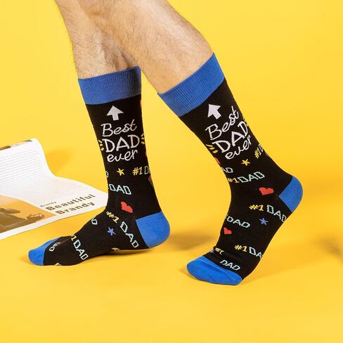 BONANGEL Dad Socks Mens Funny Novelty Crazy Funky Socks Best Gifts for Father’s Day Birthday Christmas from Daughter Son in Saudi Arabia