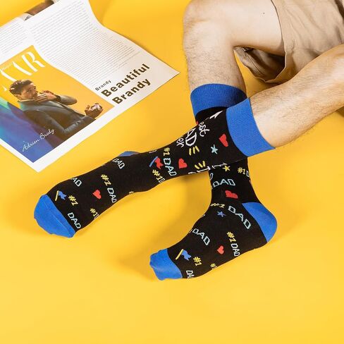 BONANGEL Dad Socks Mens Funny Novelty Crazy Funky Socks Best Gifts for Father’s Day Birthday Christmas from Daughter Son in Saudi Arabia