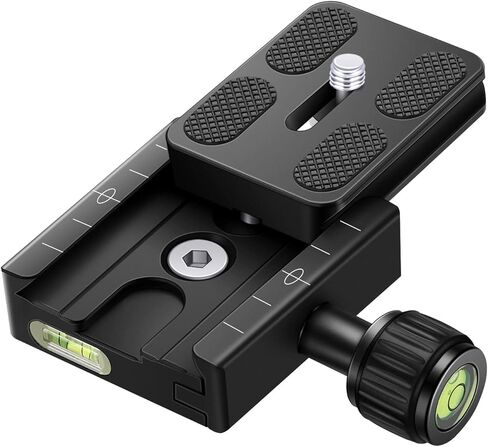 نيوير قطعتان من لوحة الأحذية المعدنية PU-60 60 ملم مع برغي 1/4 انش، تناسب معيار رأس الكرة ثلاثي القوائم للكاميرا (اسود) in Kuwait