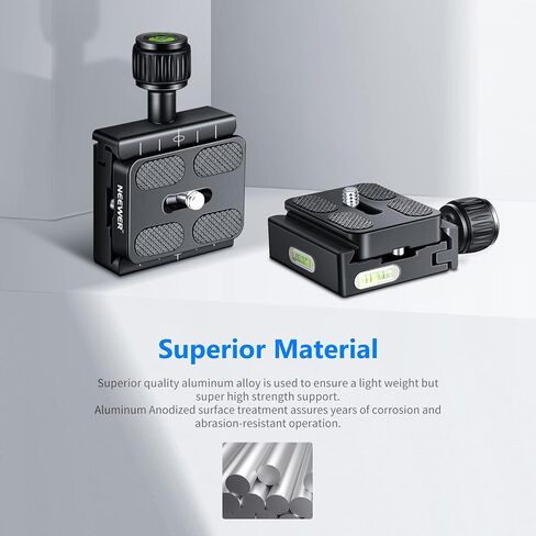 نيوير قطعتان من لوحة الأحذية المعدنية PU-60 60 ملم مع برغي 1/4 انش، تناسب معيار رأس الكرة ثلاثي القوائم للكاميرا (اسود) in Kuwait