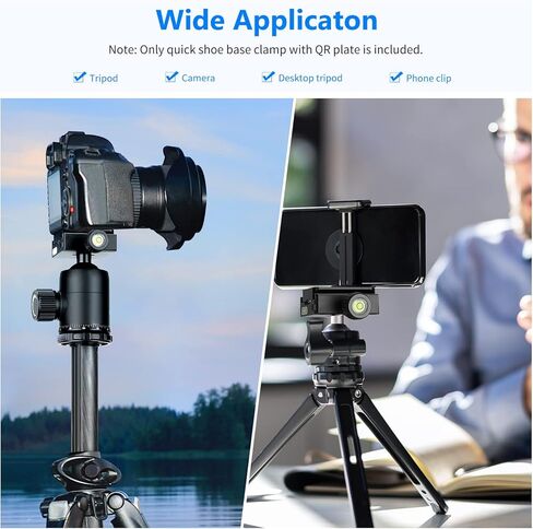 نيوير قطعتان من لوحة الأحذية المعدنية PU-60 60 ملم مع برغي 1/4 انش، تناسب معيار رأس الكرة ثلاثي القوائم للكاميرا (اسود) in Kuwait