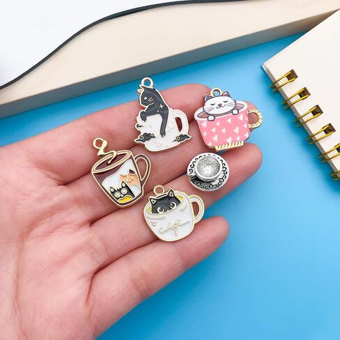 Youdiyla 60pcs Alloy enamel tea drinking time series Pendant Jewelry Making DIY Keychain Earrings Pendant Various Design Charms for Jewelry Making Bracelets Necklace (SN626) in Kuwait