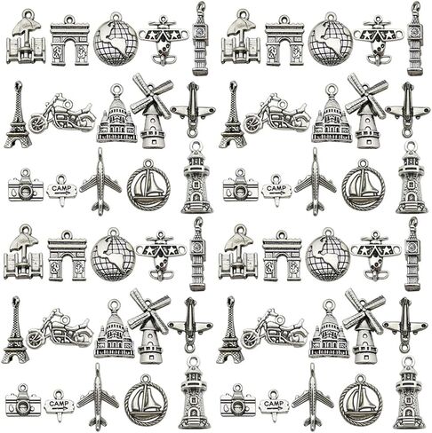 Youdiyla 60pcs Alloy enamel tea drinking time series Pendant Jewelry Making DIY Keychain Earrings Pendant Various Design Charms for Jewelry Making Bracelets Necklace (SN626) in Kuwait