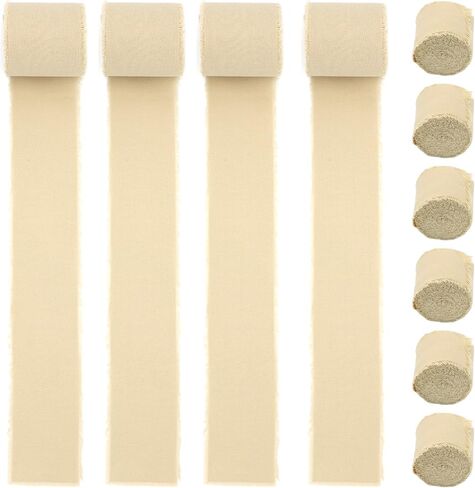 Dohia Cotton Linen Ribbons 1-1/2inch x 5.46 Yards Frayed Fringe Ribbons Handmade Fabric Ribbons for Gift Wrapping Crafts Wedding Invitations Flower Bouquets Baby Shower Holiday Decor ST4-MMDD (Brown) in Saudi Arabia
