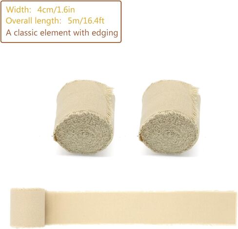 شرائط بياض قطن دوهيا 1-1/2INCH x 5.46 ياردة أشرطة هامش أشرطة مصنوعة يدويًا للهدية دعوات زفاف غلاف الزفاف ديكورات استحمام الطفل ST4 MMDD (بني) in Kuwait