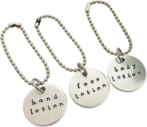 3 Piece Soap Dispenser Labels - Hand, Dish & Lotion Bottle Tag Set - Hand-Stamped Brass or Aluminum, SIlver or Gold Color - Guest Bathroom & Kitchen Organization (Hand, Dish, Lotion (ALUMINUM)) in Saudi Arabia