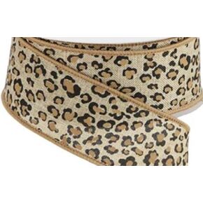 Brown Leopard Ribbon | 10 Yards | 1.5 inch | Wired