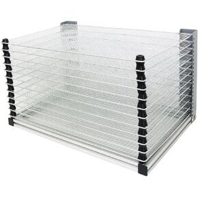 INTBUYING Art Drying Rack Desktop Placed Flip-Open Type Portable Paint Art Storage Drying Rack for Classrooms Art Studios (12 Shelves) 24 * 16 * 14"