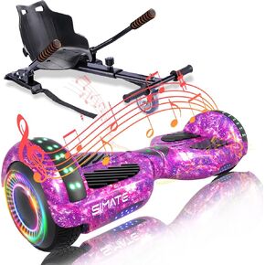 Hoverboard مع التحرير والسرد المرفق مقعد ، 6.5 "موازنة الذات لوحات تحوم مع مكبرات صوت بلوتوث ومصابيح LED للأطفال البالغين الفتيات (تشمل GO-Kart)