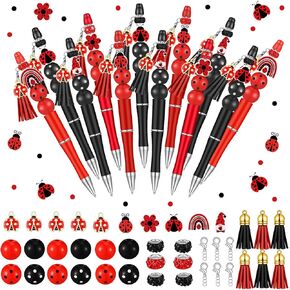 RELITHICK 240 PCS Ladybug Beadable Beads Beads Bass Beadable Ambels Protectordwood Ladybug Round Jots for Ballpoint DIY Craft