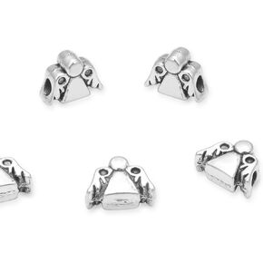 40pcs Fleur de lis Iris Lily Hole Hole Beads (4.5 ملم ثقب) فاصل معدني فضية عتيقة لمجوهرات DIY Craft Making MEC-D5