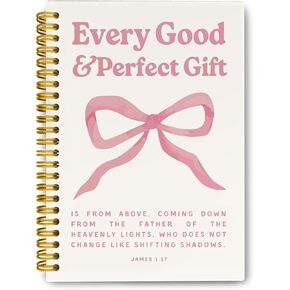 Pink Christian Bible Journaling Notebooks ، Coquette Pink Bow Spiral Noteboor ، Christian Spiral Prayer Journal Notes Church Notebook ، Hardcover Spiral Notebooks College abled 5.5 × 8.3