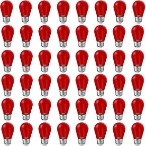 48 Pcs Christmas Colored LED String Light Bulbs Plastic Waterproof S14 Replacement Bulbs E26 Base 1 Watt LED Bulb for Indoor Outdoor String Lights Christmas Decoration(Multicolor)