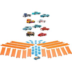 Hot Wheels Toy Car Mega Track Set Pack, 87 Component Building Parts for 40-ft of Track & 1:64 Scale Vehicle (Amazon Exclusive)