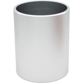 Modern Aluminum Alloy Round Metal Pencil Holder and Makeup Organizer for Office School Home, Silver