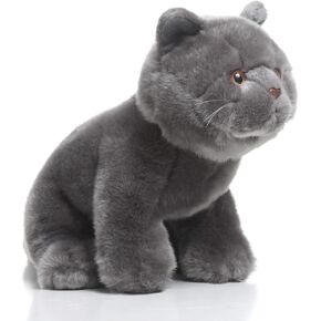 TAMMYFLYFLY Lifelike British Shorthair Cat Plush Stuffed Animal Toy British Shorthair Cat Animal Model 32cm