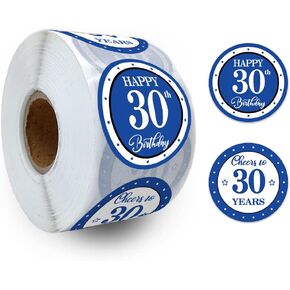 REWIDPARTY Gold 30th Birthday Stickers (500 per Roll, Round, Paper, Waterproof, 1.5'' Diameter) - Party Decorations, Anniversary, Classmate, Company Party Favors