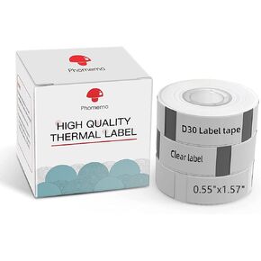 ملصقات D30 Clear ، شريط صانع الملصقات Phomemo D30 ، شريط وضع علامة شفاف واضح لذاته ، مثالي للمكتب المنزلي ، 0.55x1.57 بوصة (14x40mm) 160pcs/roll ، 3 لفة