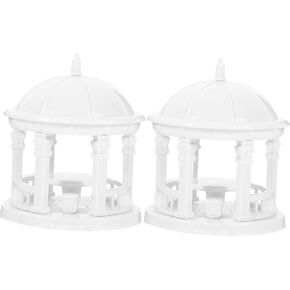 Toyandona 2pcs السياج المصغرة شرفة المنزل ديكور المنزل المصغر المناظر الطبيعية المصغرة تمثال المناظر الطبيعية زينة المعبد نموذج ديكور البستنة ديكور حديقة ديكور بونساي الملحقات البيضاء ABS