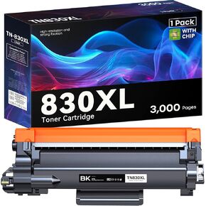 TN-830XL TN830XL Black High Yield Toner Cartridge with CHIP Replacement for Brother TN830XL 830XL Works for Brother DCP-L2640DW HL-L2460DW MFC-L2820DW HL-L2400D HL-L2405W HL-L2865DW Printers(1 Pack)