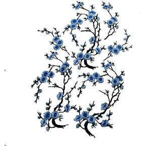 6 parches de Flores Grandes de ciruela/pequeña rebanada de ciruela para pegar con plancha, 14.2 x 7.5 in, 6.7 x 3.1 in (Pink)