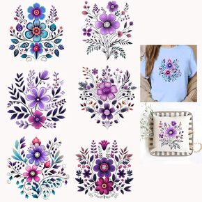 6pcs Vibrant Mexican Floral Iron On Transfers for T-Shirts Rub on Transfers Stickers Vinyl Ready to Press Stickers Iron on Decals for T-Shirts Clothing Hoodie DIY Crafts