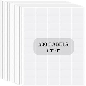 Glenmal 500 Pcs White Labels Stickers 1.5 x 1 Inches Oil Water Proof White Labels for Inkjet Printer Bottles Jars Boxes School Office Kitchen