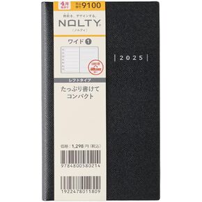 NOLTY Wide 1 Weekly Planner 2025, April Start, Japanese Edition, Black
