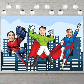 بطل خارق صورة لافتة خلفية خلفية كبيرة بطل كبير الوجه Photo Booth Props Pray Play Party Game Superize Decor