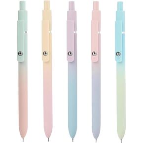 5 Pcs Fine Point Gel Pens Black Ink Pens Smooth Writing Pens Note Taking Pens Retractable Journaling Pens Aesthetic Ballpoint Pens Office School Supplies Macarone