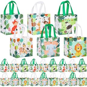 Silkfly 30 PCS Safari Goodie Bags Apal Hight Facs غير منسوجة مع مقابض Jungle Safari Party Party Party Fords