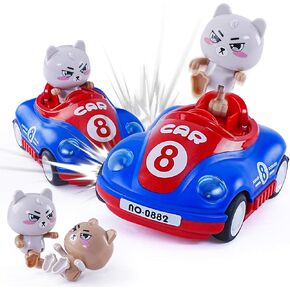 Enchantment 2 Pack Cartoon Cartoon Contrect Cars Cute Cat Cat and Race Car مجموعة من 2 للأولاد والبنات أكثر من 6 سنوات ، لذلك يمكن أن يتسابق كلاهما معًا - هدايا لصالح طفل عيد ميلاد الصغار