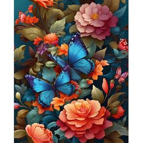 Arttoplus Butterfly Paint by Number Adult-Flower DIY Paint by Numbers for Adults, Butterfly Acrylic Oil Painting Kits for Home Wall Decor 16x20 Inch