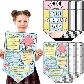 COLARR 40 PCS All About Me Posters Star Students Posters Schools School Supplies First Day of School Poster لملء الأطفال معلمي الأطفال في فصل الروضة (الأنيقة)